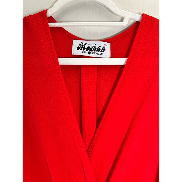 Meghan Los Angeles Size Medium Red Jasmine Wrap V-Neck Cap Sleeve Long Dress - Picture 4 of 5